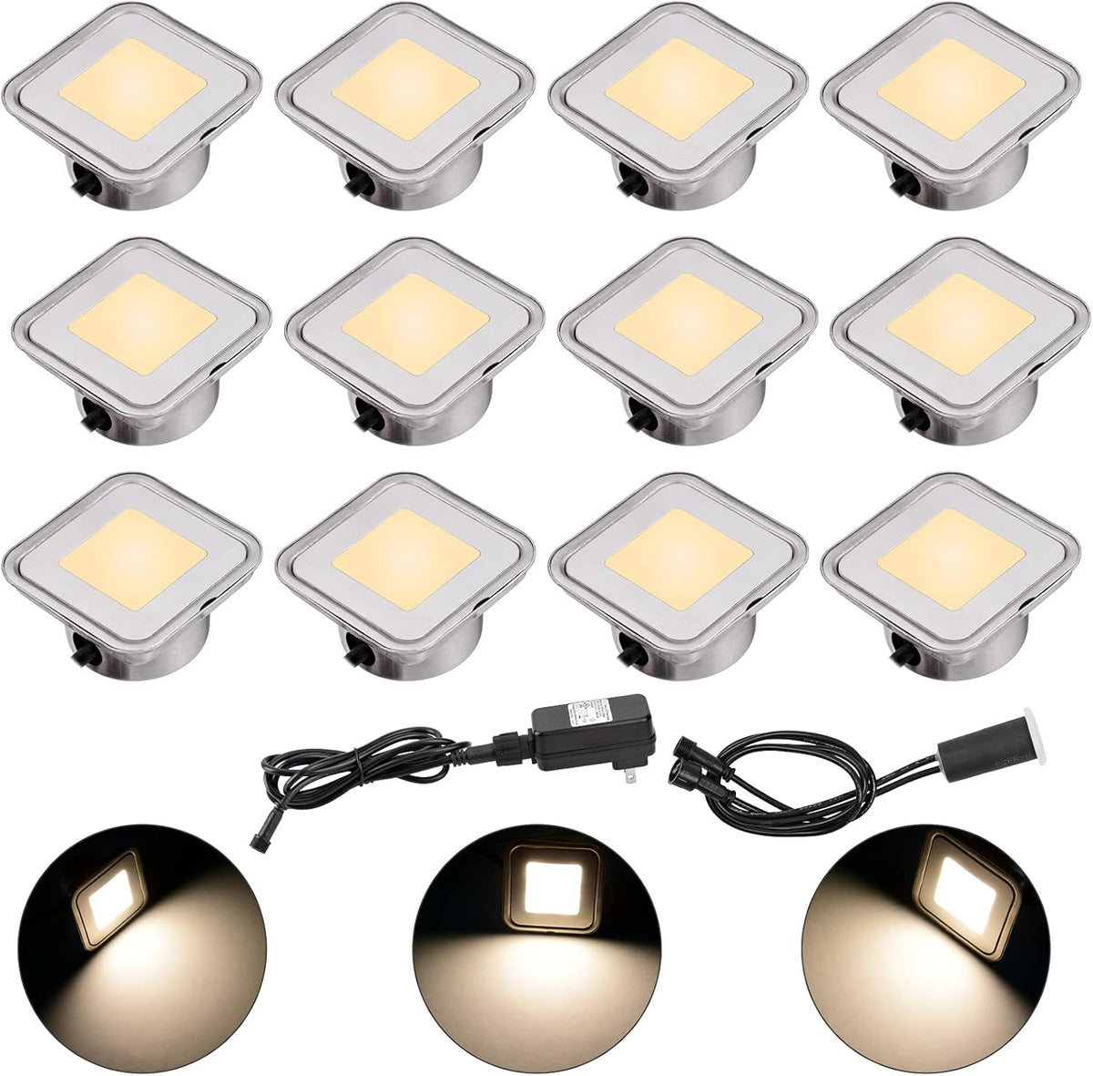 12 Pack IP67 Waterproof Dimmable Low Voltage Recessed LED Deck Light L890236