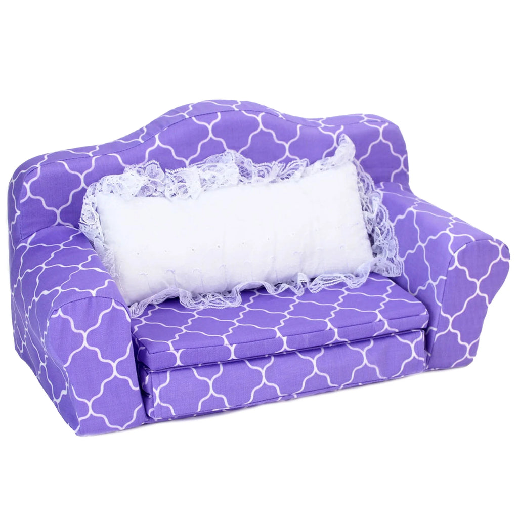 Plush Pull Out Couch/Double Bed for 18" Dolls J2699