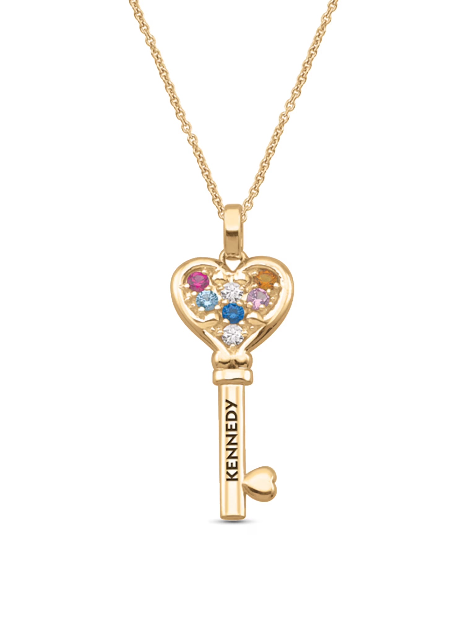 Engravable Key Birthstone Necklace in 10k and 14k Gold M547511