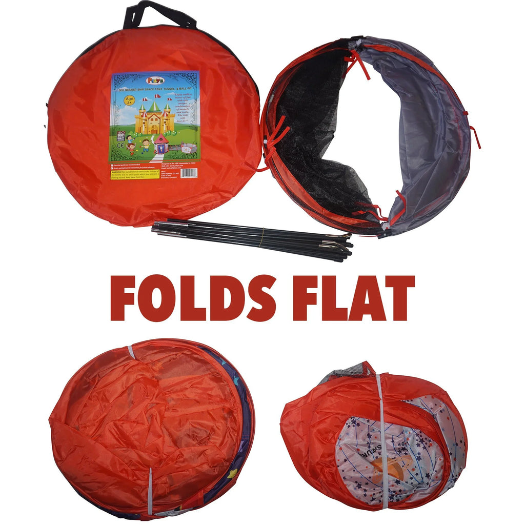 3pc Kids Play Tent Tunnel and Ball Pit with Basketball Hoop W41886