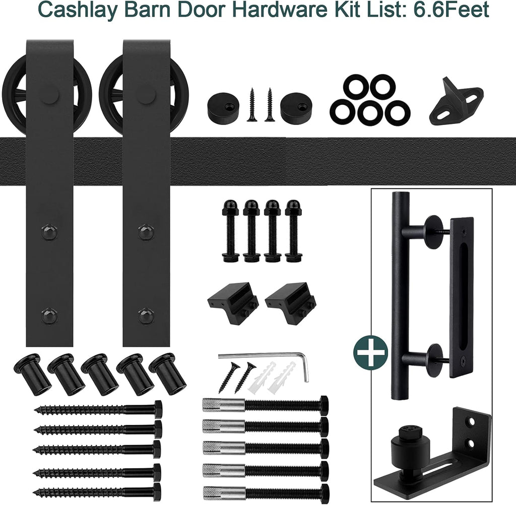 6.6FT Heavy Duty Sliding Door Hardware Kit with 12 Handle & Floor Guide E826561