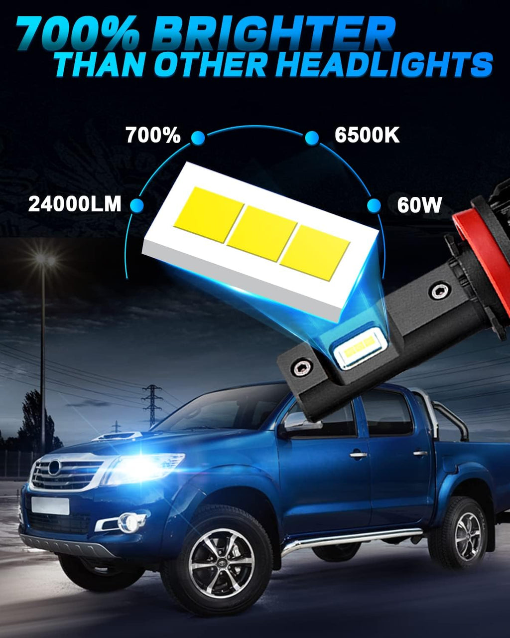 9005/HB3 High Beam 9006/HB4 Low Beam LED Headlight Bulbs Combo 120W 24000LM 6500K Cool White, Pack of 4 V6205