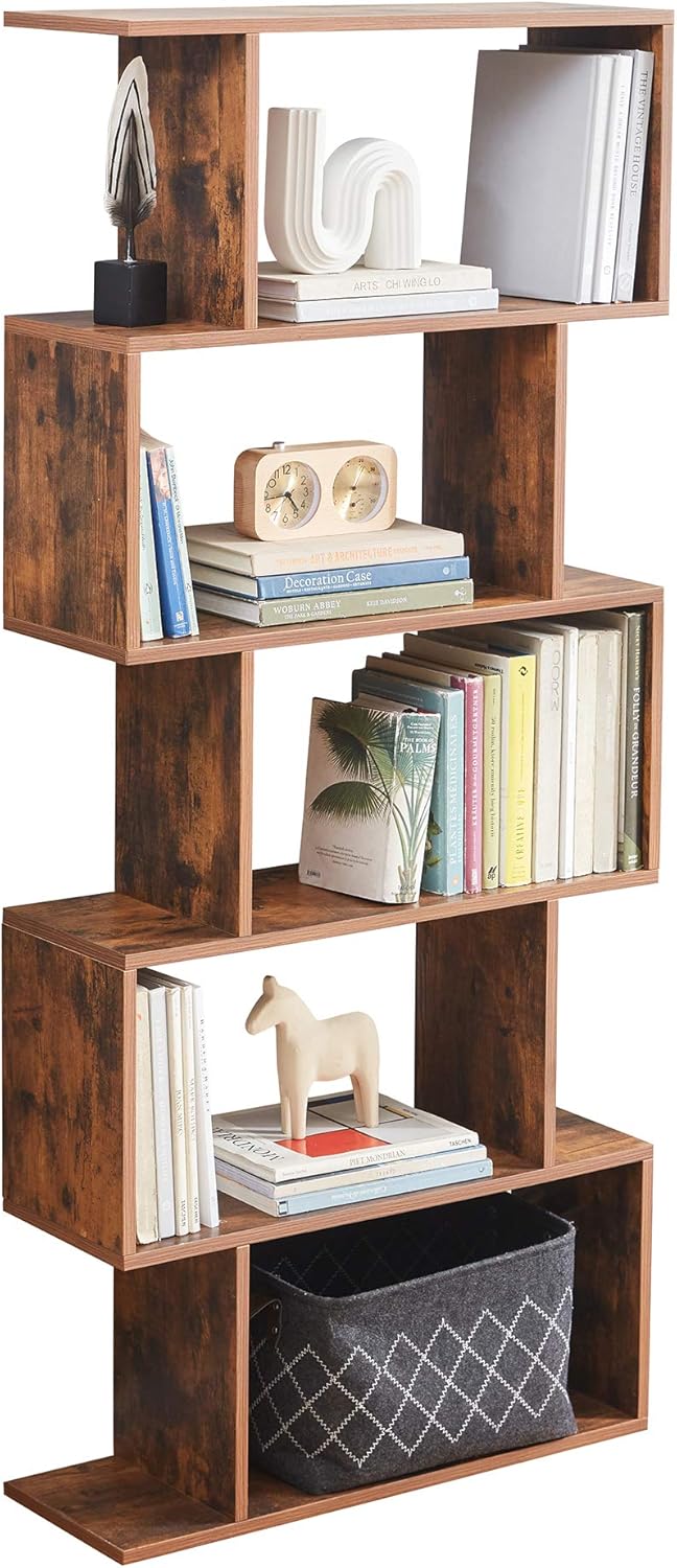 Grey 5-Tier Wood Bookcase O7104