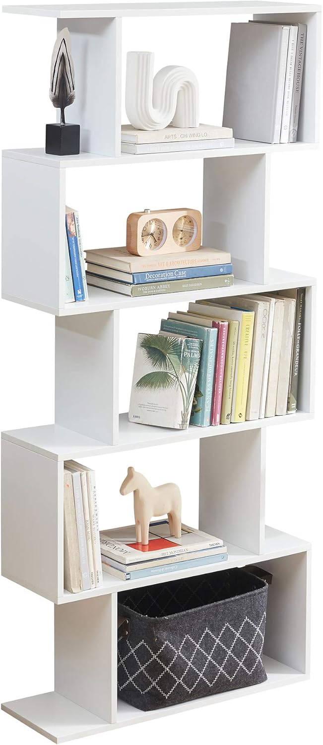 Grey 5-Tier Wood Bookcase O7104