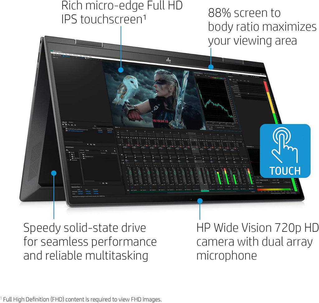 15.6 Touchscreen 2-in-1 FHD IPS Laptop, AMD Ryzen 7 5700U, 12GB RAM, 512GB PCIe SSD D476578