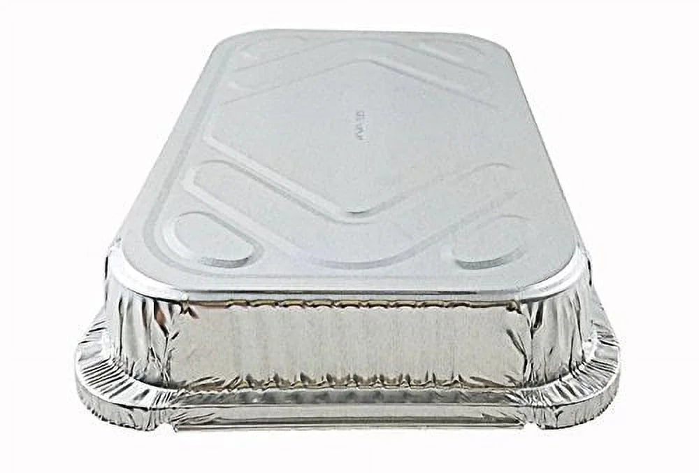 4 lb Oblong Aluminum Food Storage Pan with Board Lid, Pack of 50 V253115