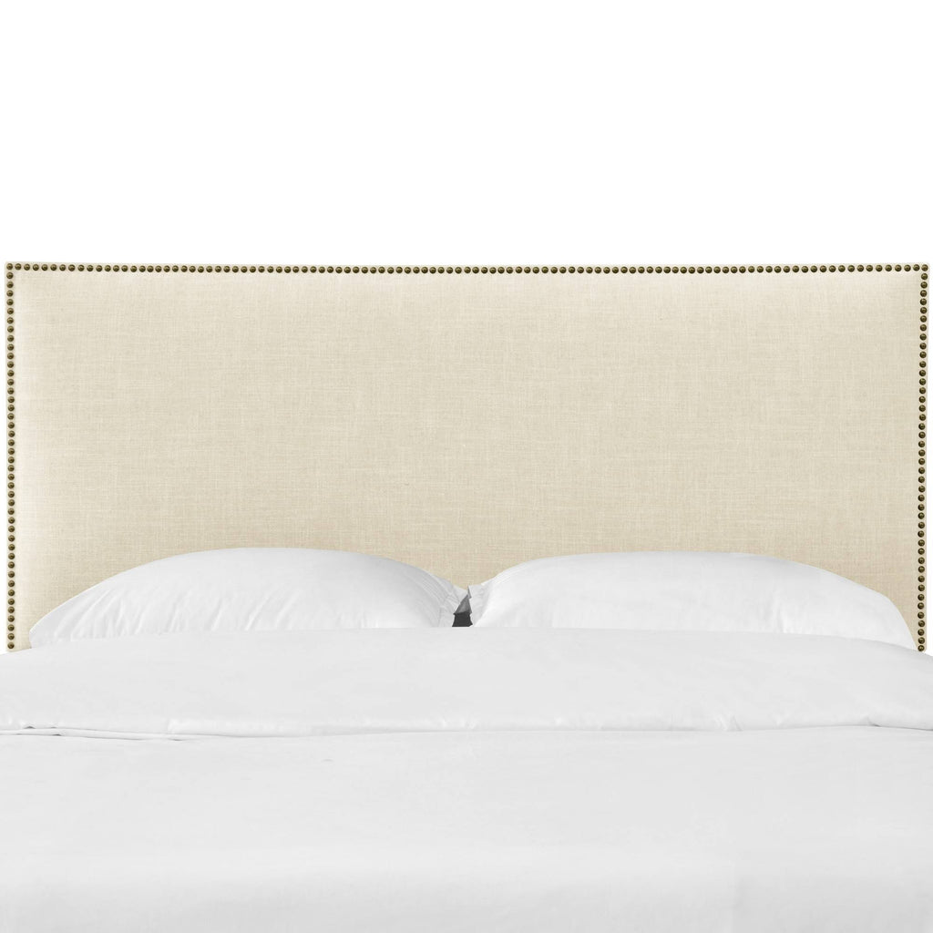 Cream Linen Headboard with Brass Nailbuttons G877444