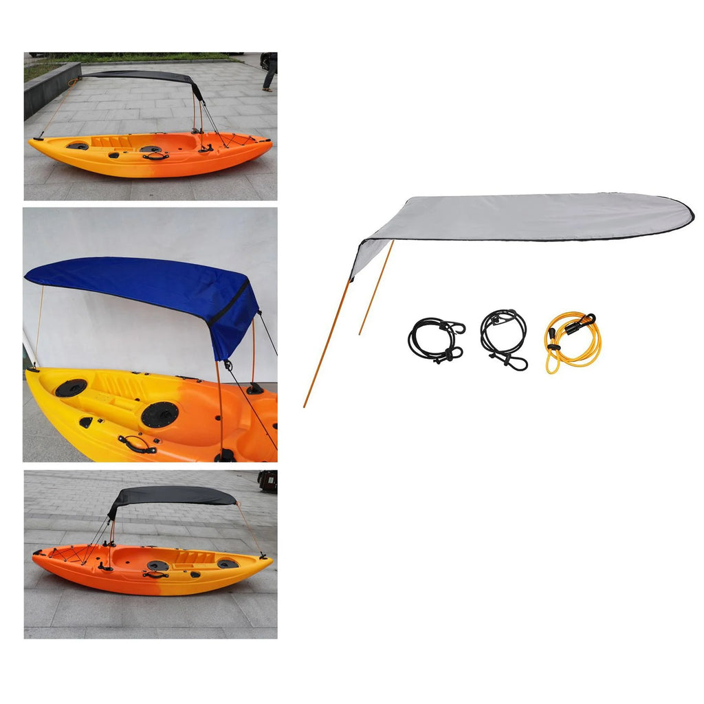 Gray Waterproof Oxford Cloth Canoe Sun Shade Canopy Q734712