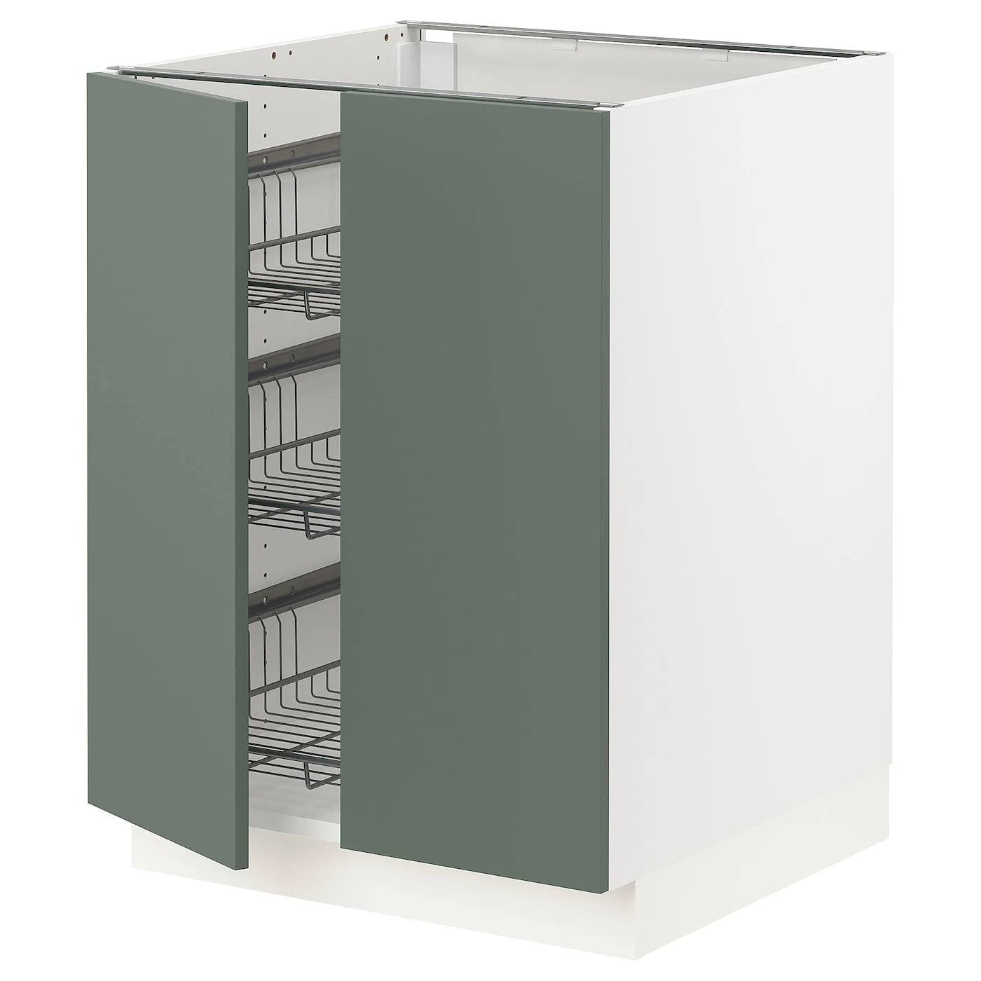 White Base Cabinet with Wire Basket and 2 Doors H3159