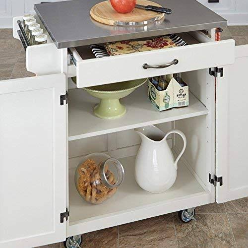 White Kitchen Cart with Granite Top E650879