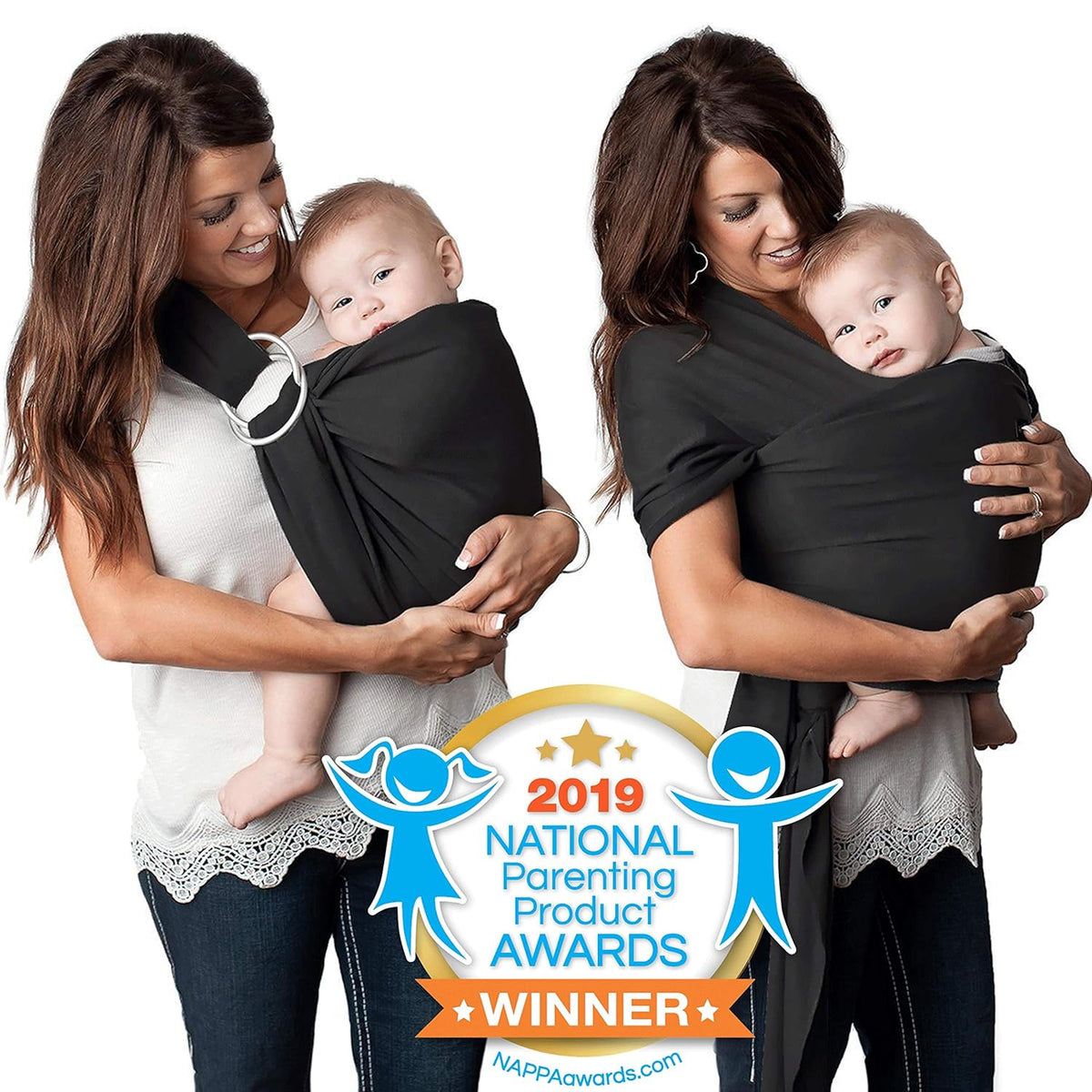 Charcoal Gray 4-in-1 Baby Wrap Carrier Pack of 2 M98042