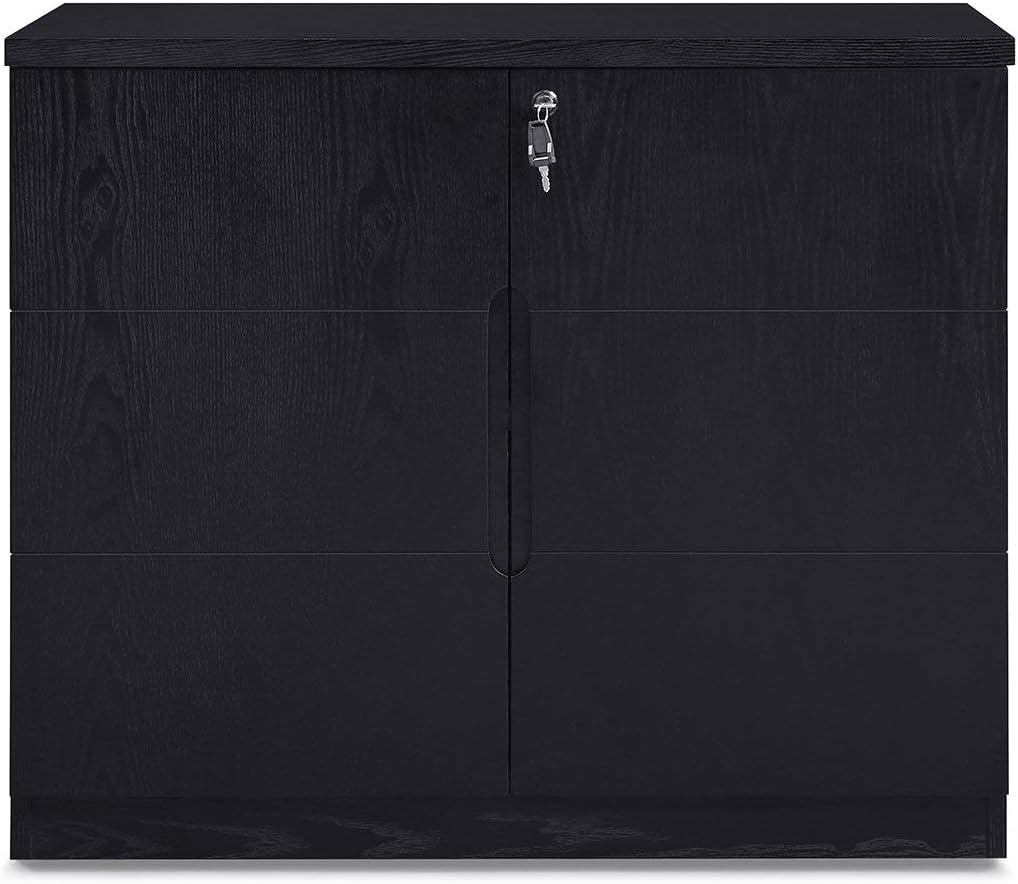 Black Oak 2 Door Storage Printer Cabinet X112877