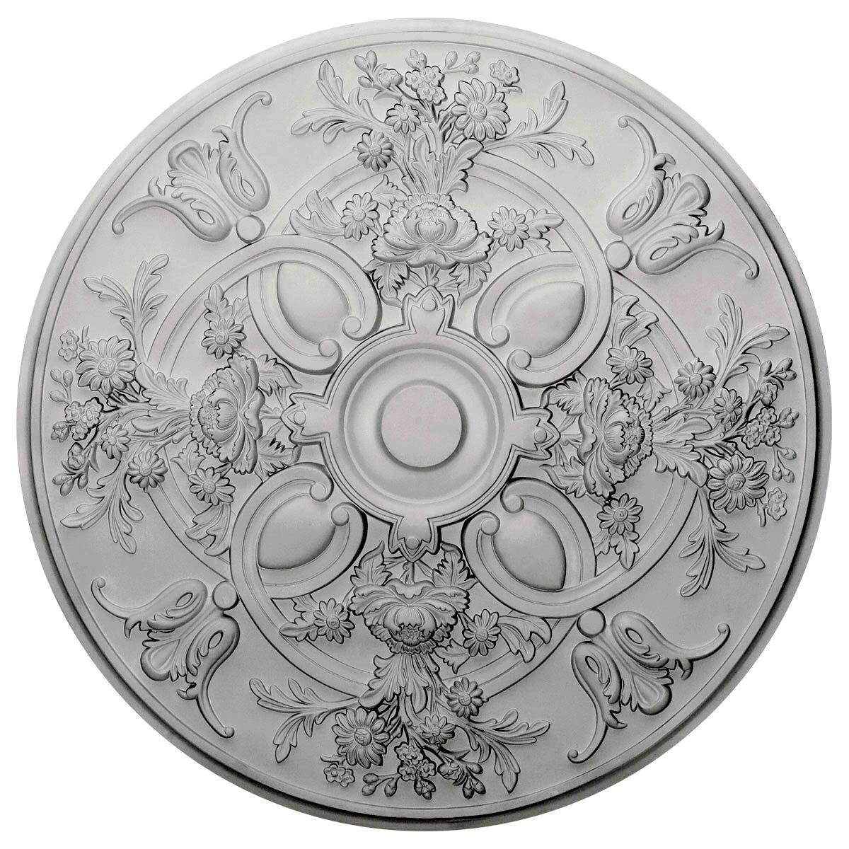 31 1/4x22OD x 2 1/4x22P Hand-Painted Platinum Ceiling Medallion T63152