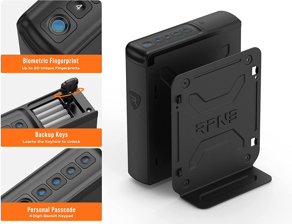 Mounted Biometric Handgun Safe with Quick Access Sliding Door V47283
