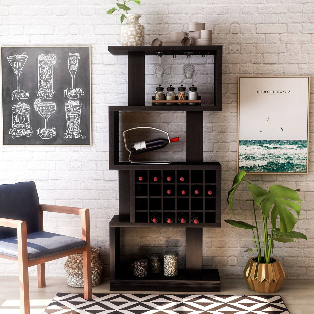 4-Tier Bar Cabinet Cappuccino Brown H6848