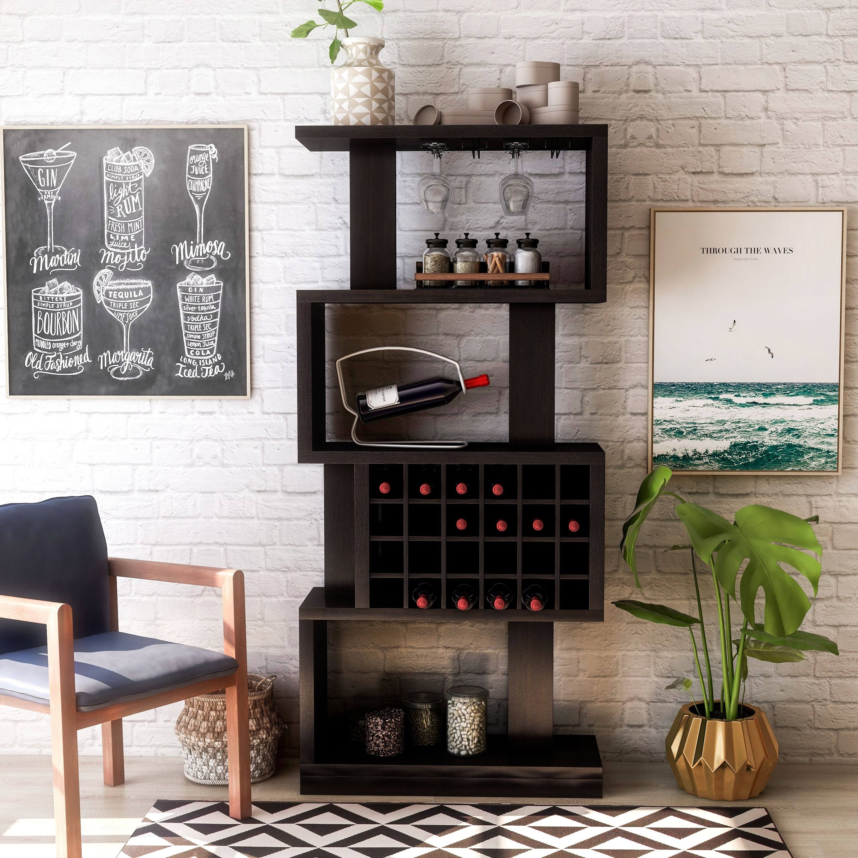 4-Tier Bar Cabinet Cappuccino Brown H6848