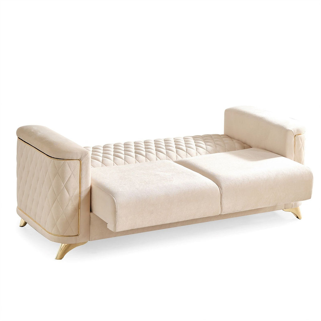 Ivory Velvet Loveseat M1104