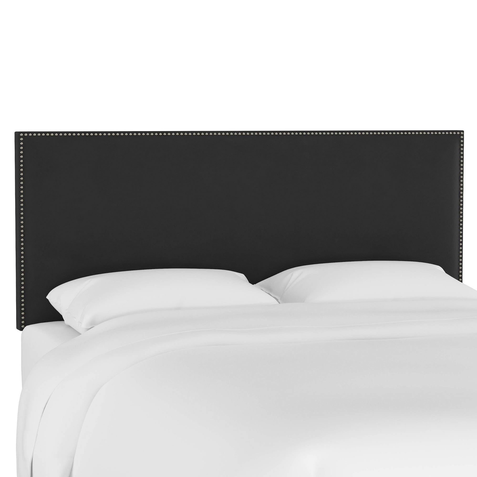 Black Velvet Nailbutton Headboard C4460