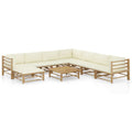 9 Piece Outdoor Sectional Sofa Set with Table Stool Bamboo Q51943