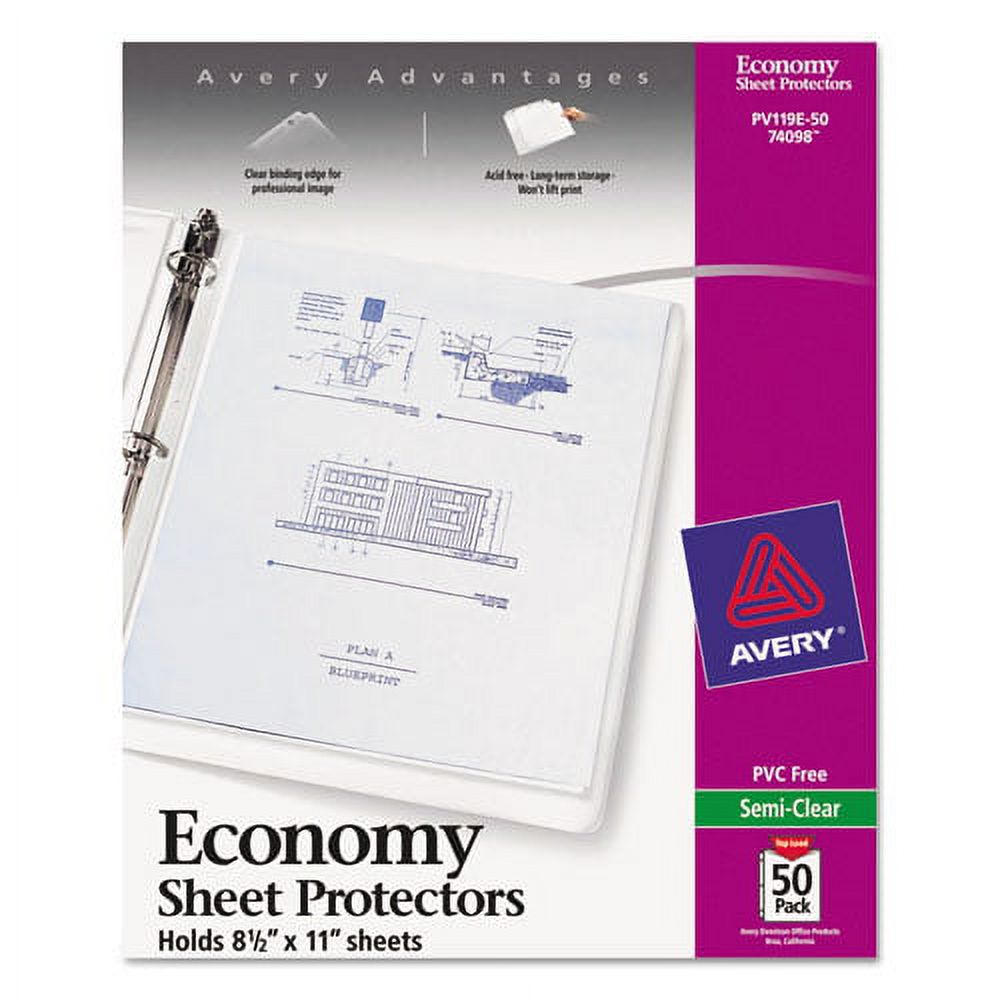 Top-Load Sheet Protector, Letter, Semi-Clear, 50/box U803