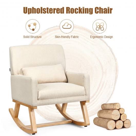 Beige Upholstered Rocking Armchair R621224