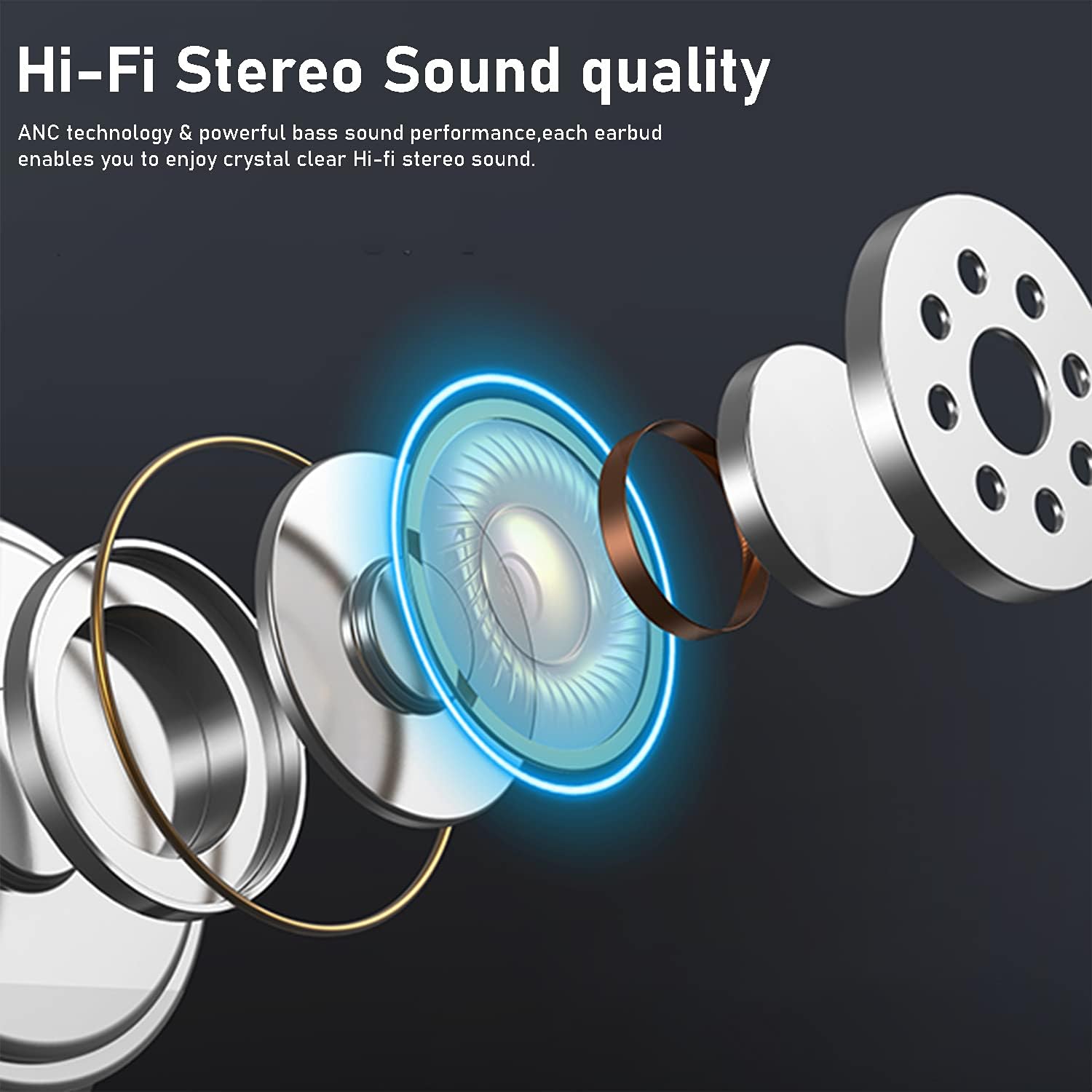 Hybrid Active Noise Cancelling Wireless Earbuds with Built-in Mic E79838