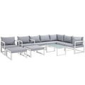 White Grey Fabric Outdoor Patio Sectional Sofa Set C2849
