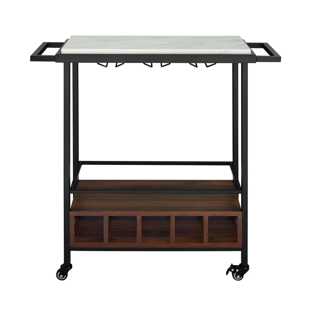 Black Marble Serving Bar Cart X485563