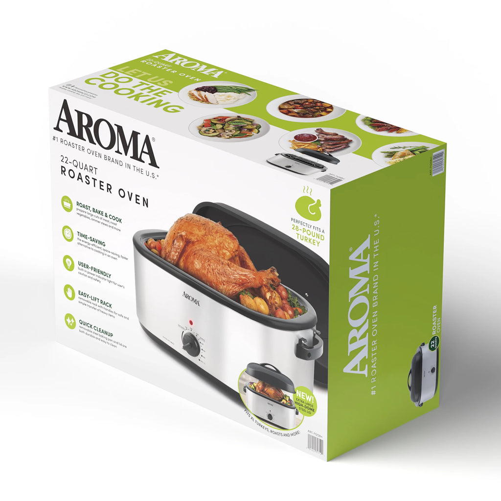 22 Quart Electric Roaster Oven with High-Dome & Self-Basting Lid, Stainless Steel K8063