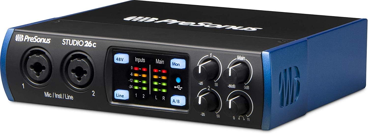 2x4 USB Audio/MIDI Interface with Studio One 5 Artist Software Pack with CR3-X Pair Studio Monitors and 1/4” Instrument Cables Z1786