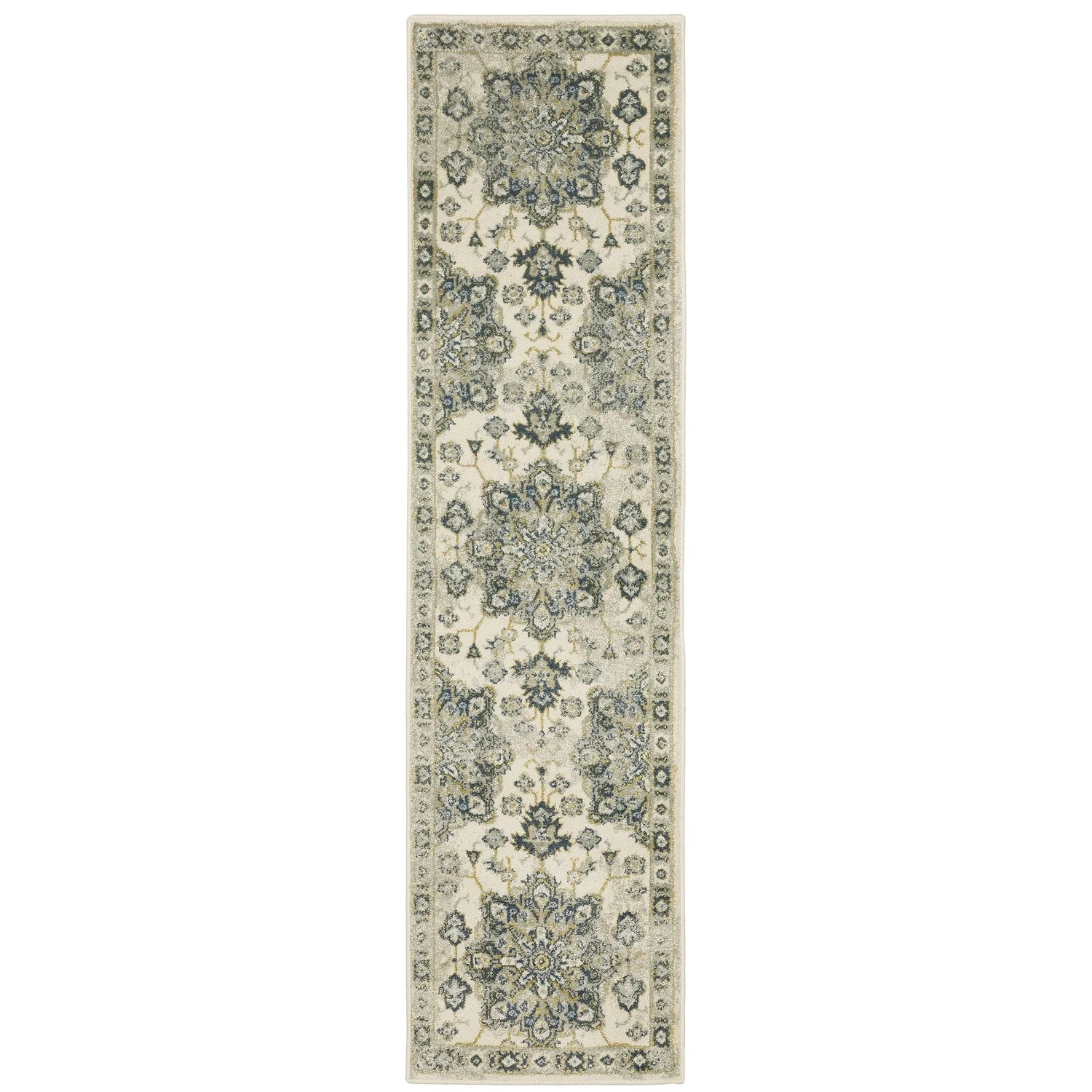 Ivory Blue Indoor Area Rug T9692