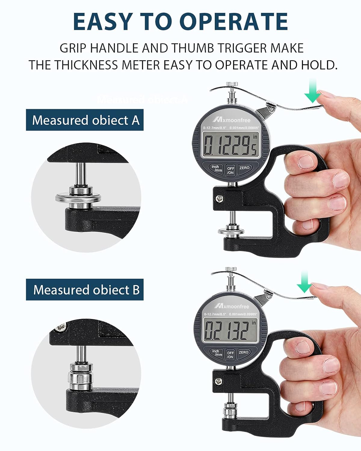 Digital Thickness Gauge 0.001mm/0.00005 0-12.7mm/0.5 Electronic Micrometer with LCD Display O4008