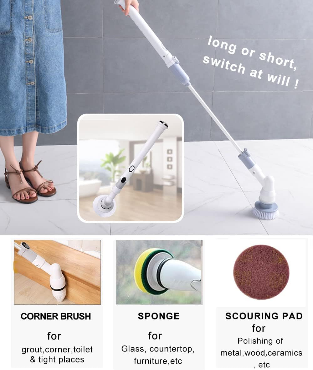 6 in 1 Electric Spin Scrubber Cordless Handheld Power Drill Brush Set, Pack of 2 B2734