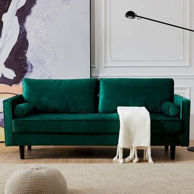 Green Velvet Square Arm Sofa L66984