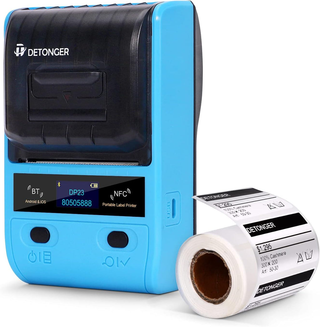Black Portable Bluetooth Thermal Label Printer with 50x30mm Label N53772