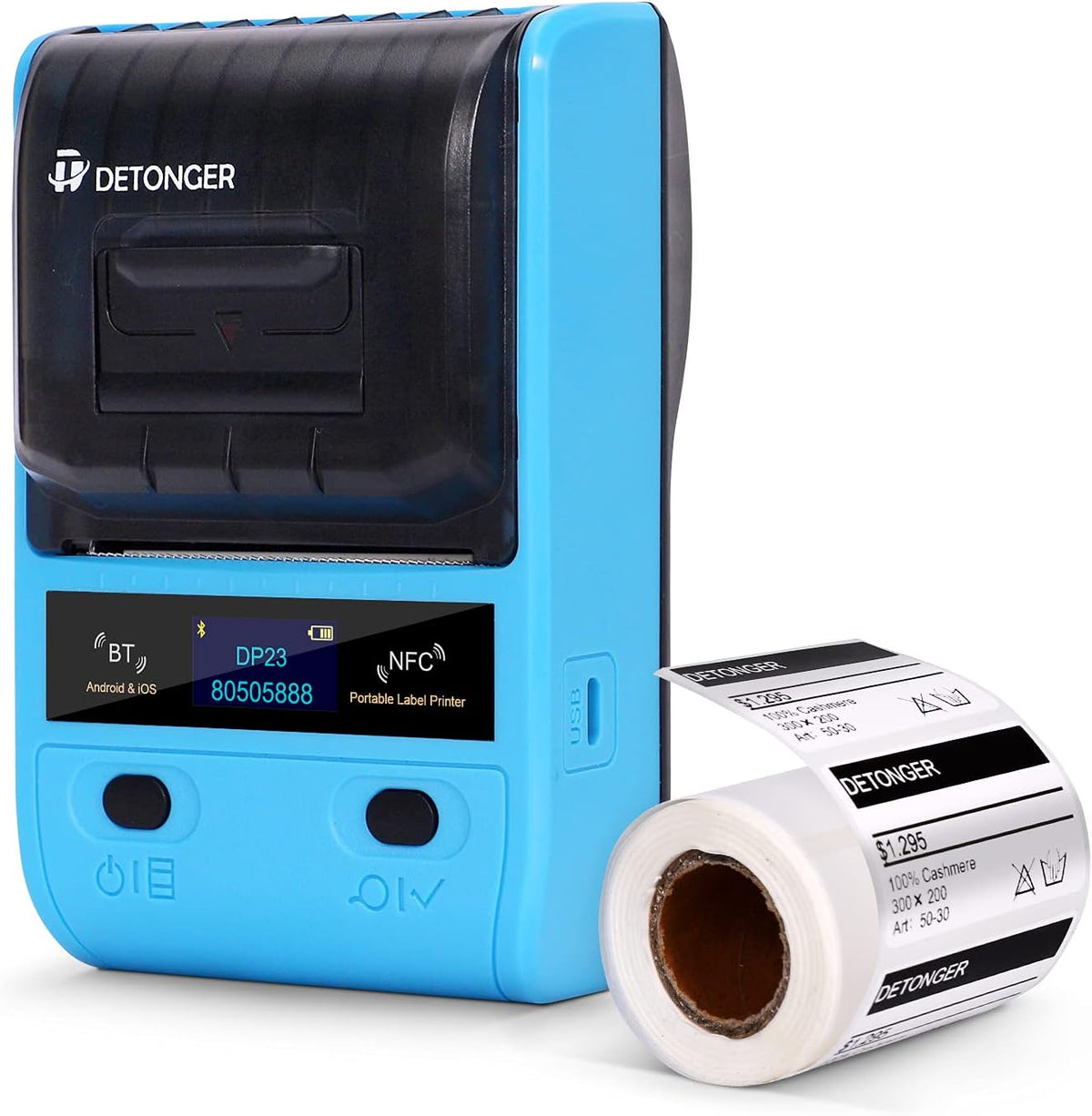 Black Portable Bluetooth Thermal Label Printer with 50x30mm Label N53772