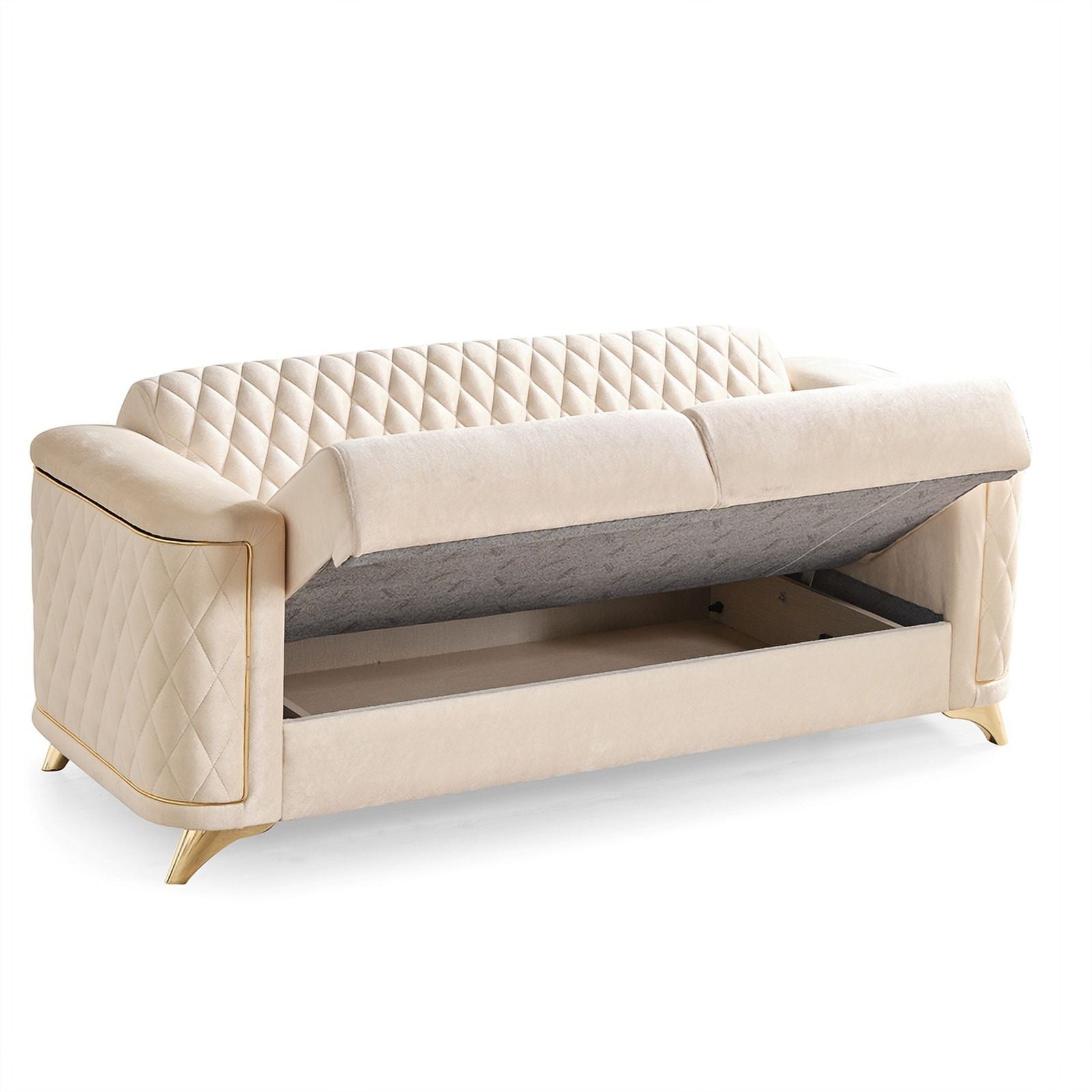 Ivory Velvet Loveseat M1104