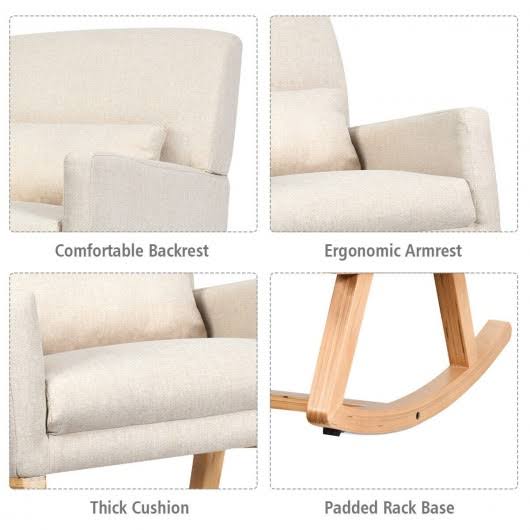 Beige Upholstered Rocking Armchair R621224