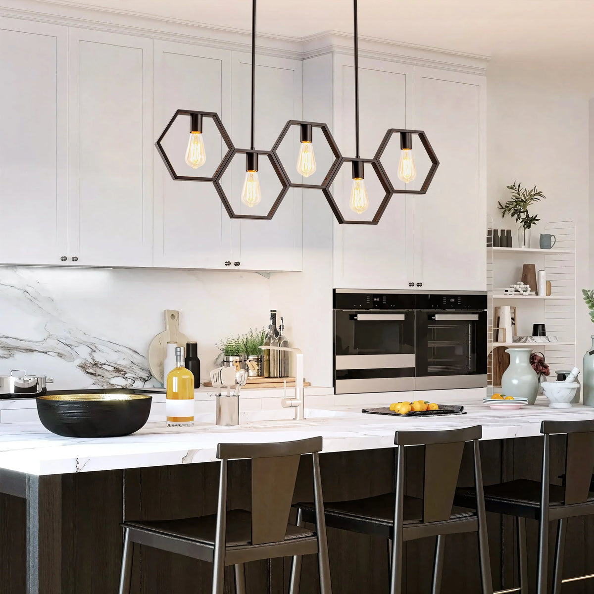 5-Light Square Geometric Pendant J39744
