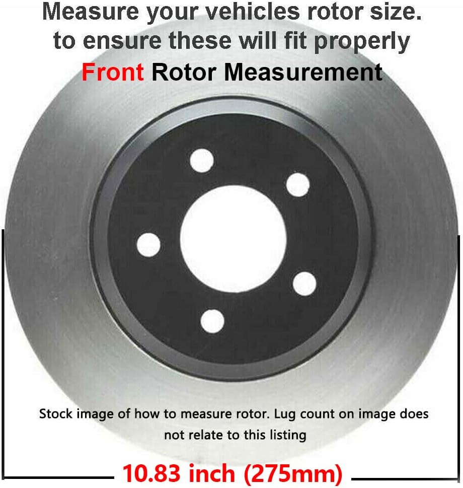 10.83" Front & Rear Drilled Slotted Rotors + Brake Pads 10pc Set T9844