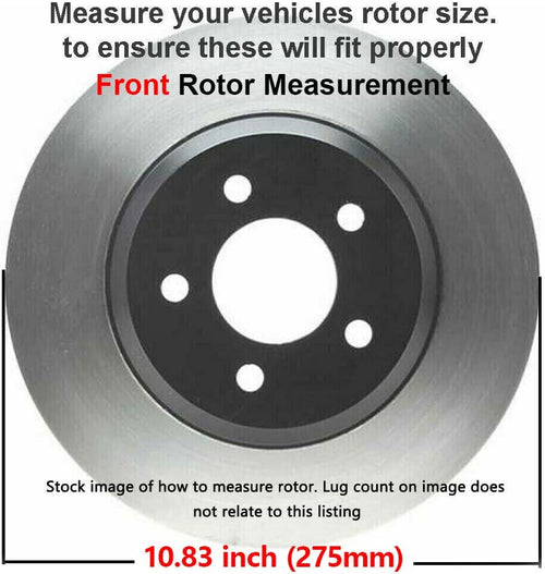 10.83" Front & Rear Drilled Slotted Rotors + Brake Pads 10pc Set T9844