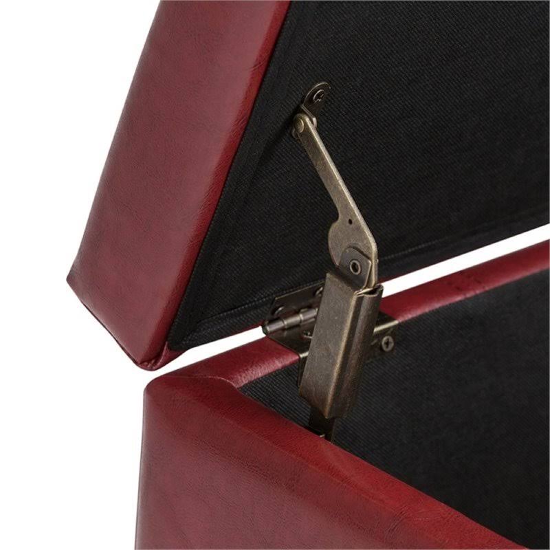 Faux Leather Storage Bench in Radicchio Red G34640