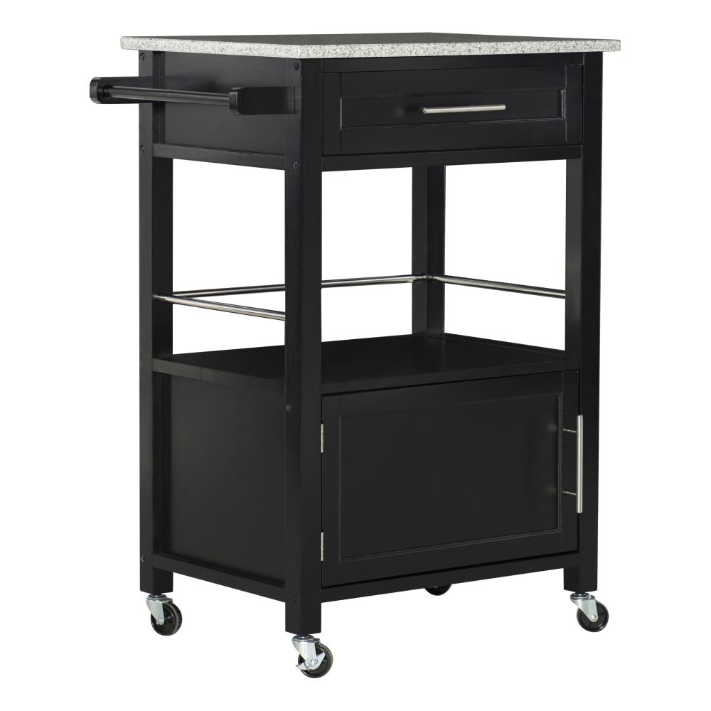 Granite-Top Kitchen Cart, Black F716889