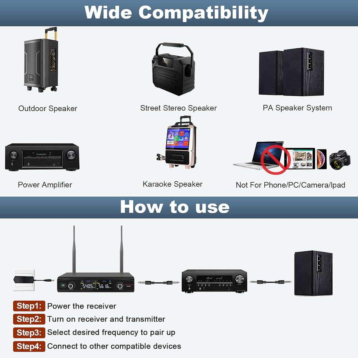 UHF Wireless Microphone System with Case B617
