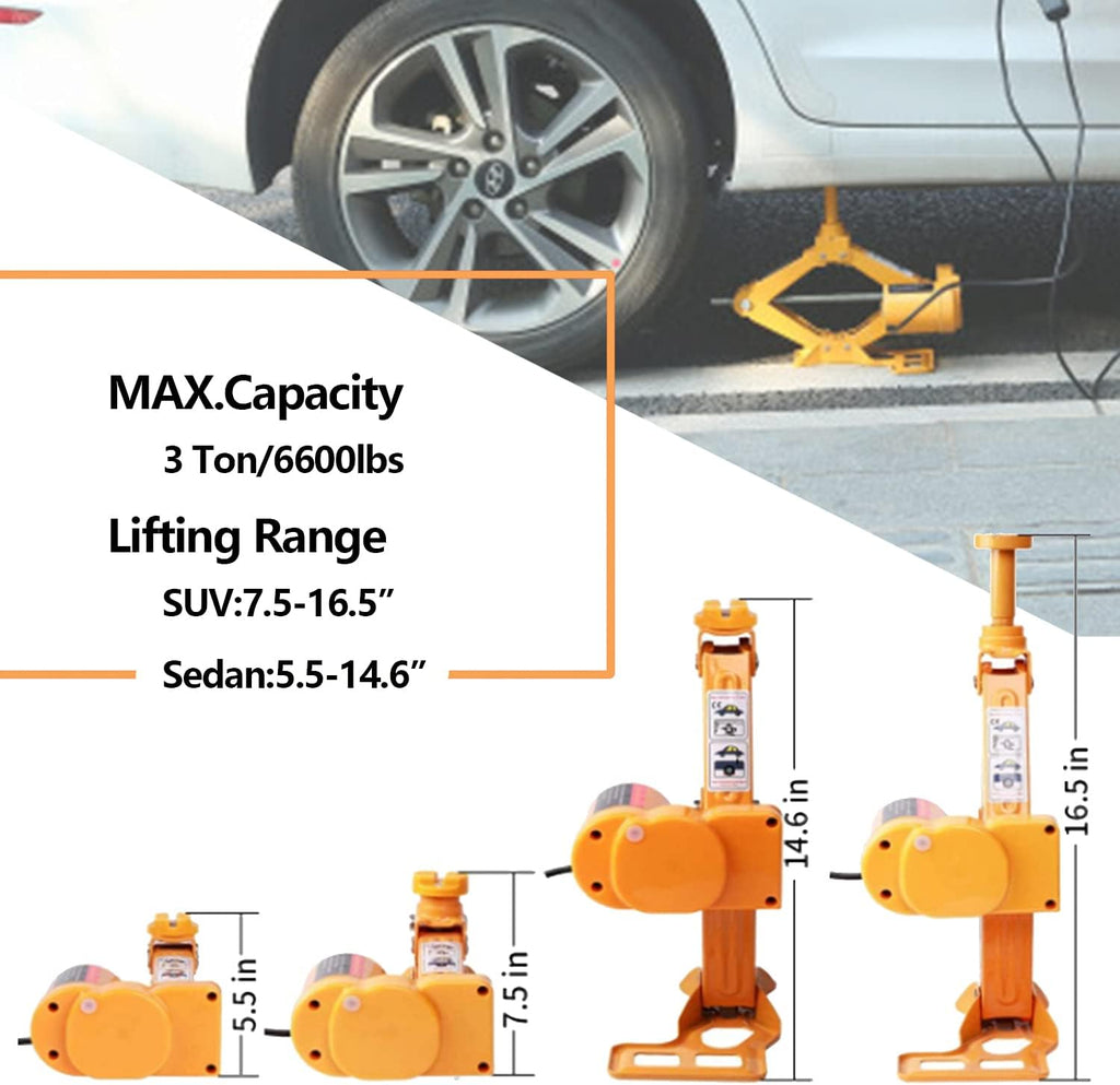 Electric Car Floor Jack Set 3 Ton 12v Scissor Lift Jack with Impact Wrench and Tire Inflator Pump A842379