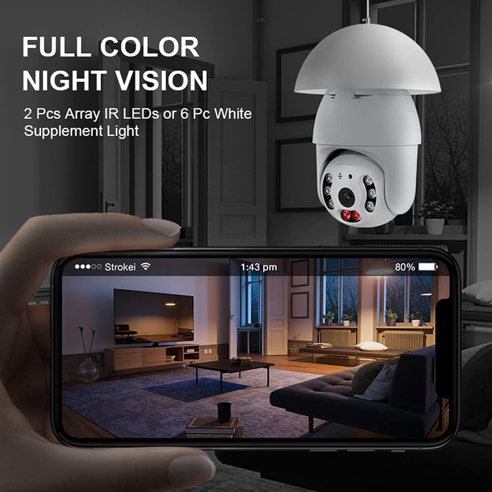 2K 3.0MP Wireless PTZ Security Camera with E27 Bulb Connector U73418