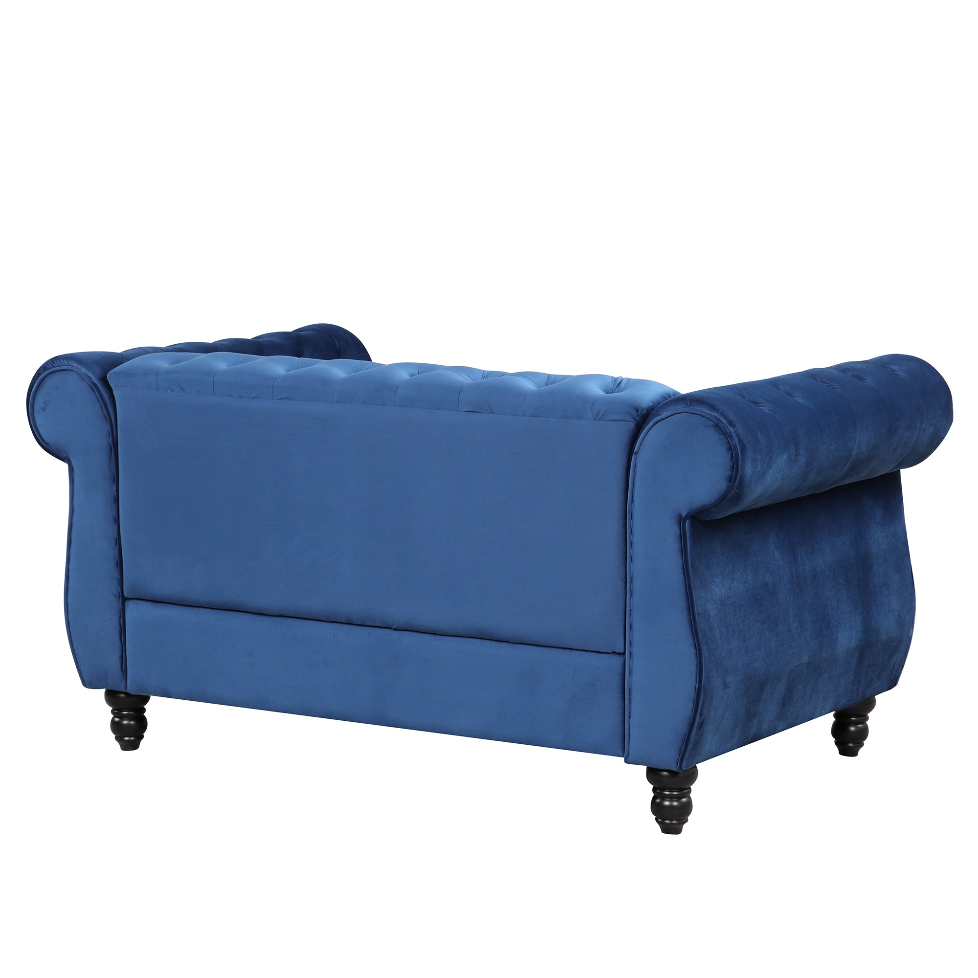 Blue Plush Upholstered Sofa with Solid Wood Legs V292396
