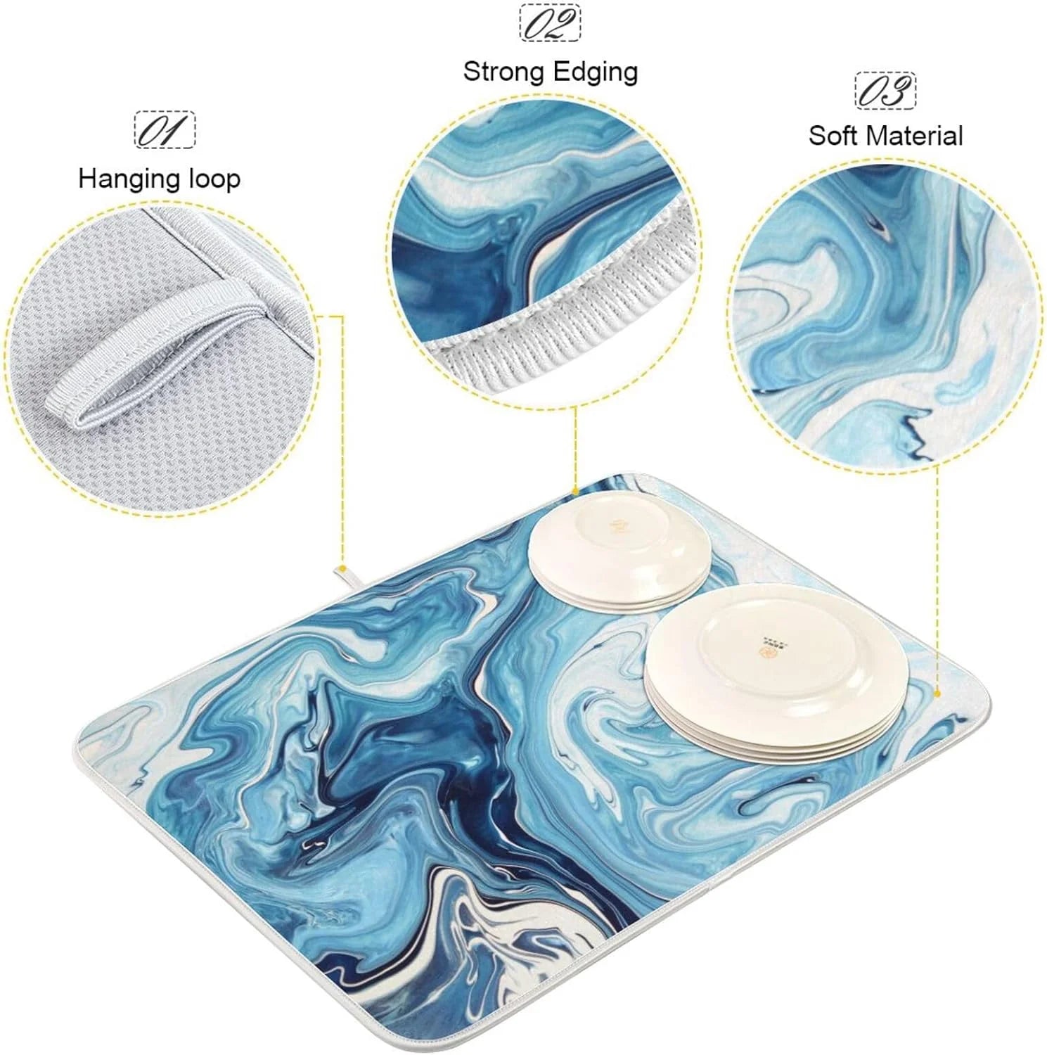 Blue Powder Dish Drying Mat for Kitchen Counter Y580