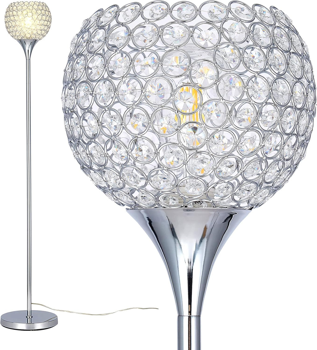 Spherical Crystal Floor Lamp, 1-Light Chrome Finish, E26 Base, LED Bulb Included A933755