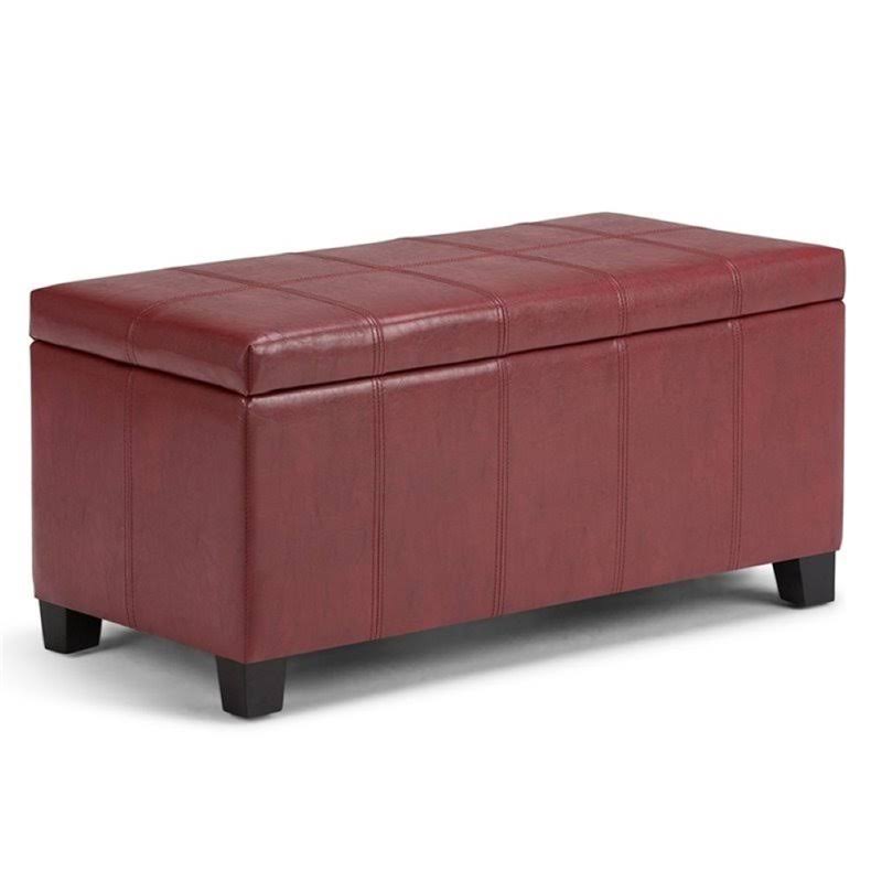 Faux Leather Storage Bench in Radicchio Red G34640